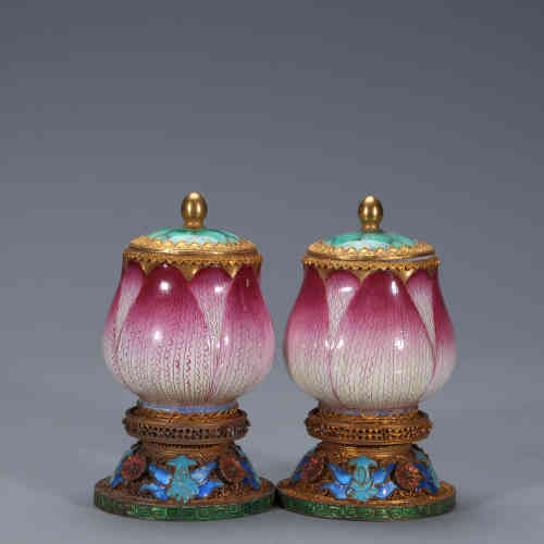 A Pair of Chinese Enamel Glazed Porcelain Jars
