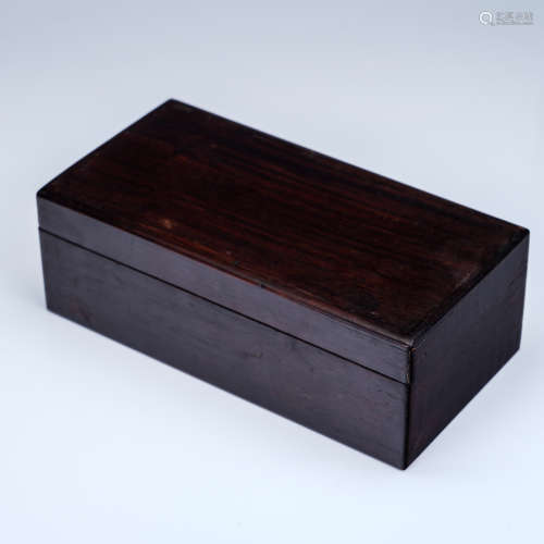 A Chinese Carved Hardwood Square Box with Cover