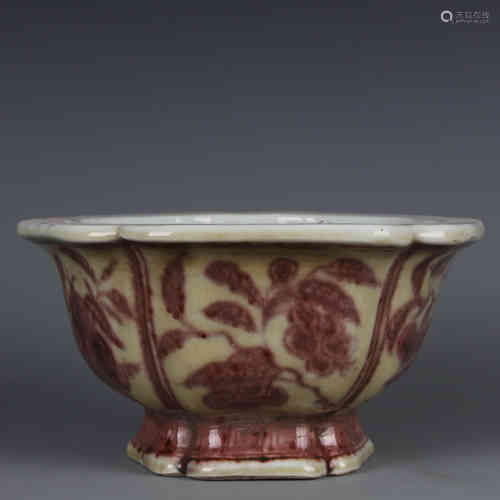 A Chinese Iron-Red Glazed Porcelain Bowl