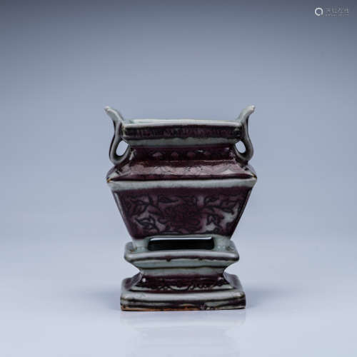 A Chinese Iron-Red Glazed Porcelain Incense Burner