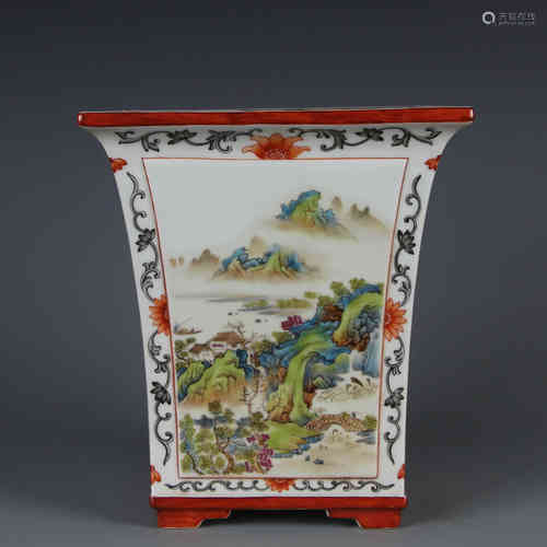 A Chinese Famille-Rose Porcelain Square Planter