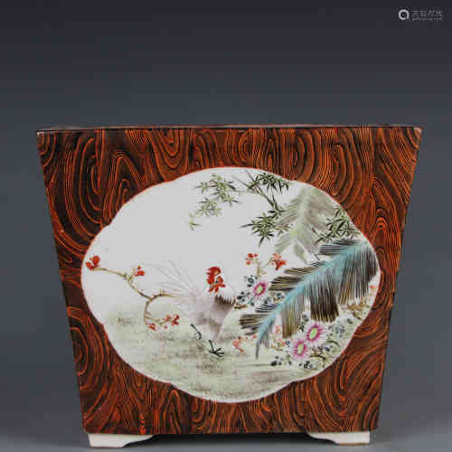 A Chinese Famille-Rose Porcelain Square Planter