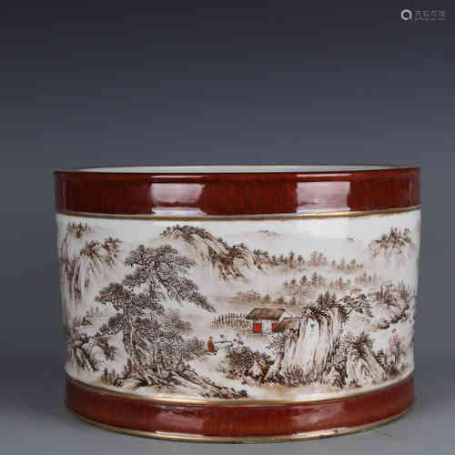 A Chinese Famille-Rose Porcelain Brush Pot