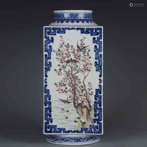 A Chinese Famille-Rose Porcelain Square Vase