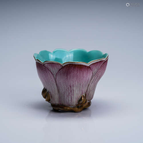 A Chinese Bionic Glazed Porcelain Cup