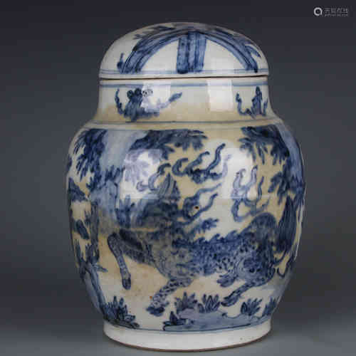 A Chinese Blue and White Porcelain Jar with Cover