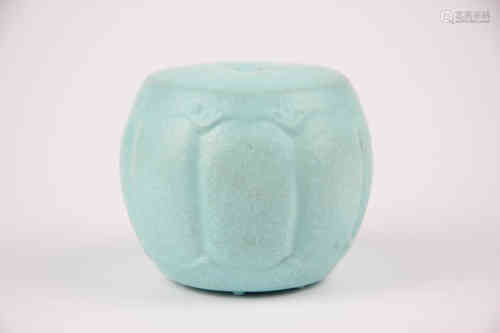 A Chinese Turquoise-Green Glazed Porcelain Stool