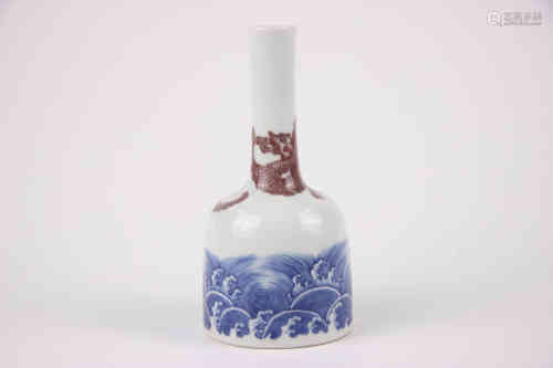 A Chinese Iron-Red Glazed Blue and White Porcelain Vase