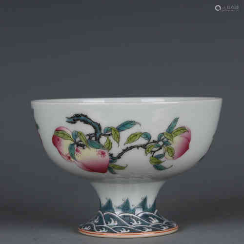A Chinese Famille-Rose Porcelain Stem-Bowl