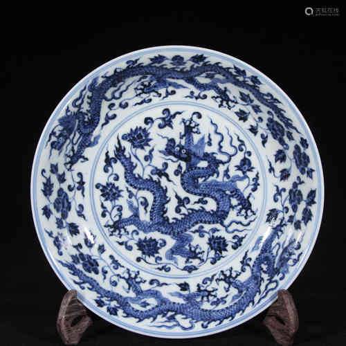 A Chinese Blue and White Porcelain Plate