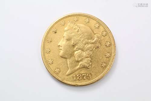 A Solid Gold 1879 Liberty Head Twenty Dollar Coin