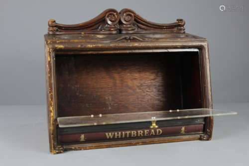 A Vintage Whitbread Glaze-Fronted Display Humidor, approx 39 x 40 cms together with a replica vintage childs shop till