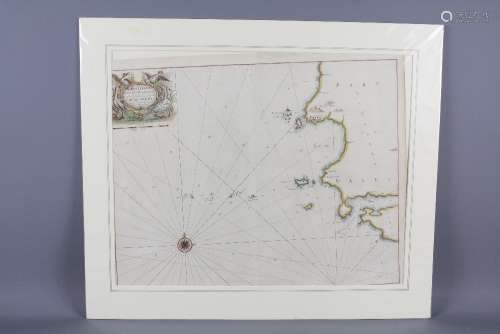 Captain Greenvile Collins Engravings, Burlington Bay, Scarborough and Hartlepool, published London circa 1693, hand-coloured approx 45 x 57 cms the other Milford Haven and Islands Adjacent, both mounted but unframed, approx 45 x 57 cms