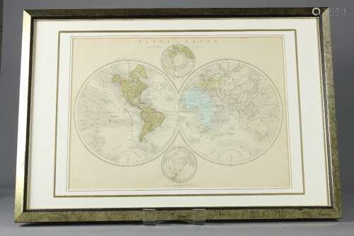 19th Century Mappe Monde (Hemispheres) Mrs