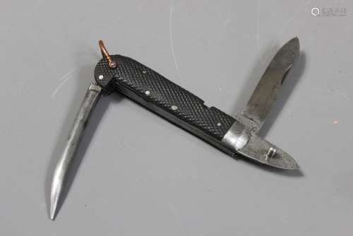A 1938 Large Army Jack Knife; the knife incorporates Marlin spike, short can opener and knife blade, made by J