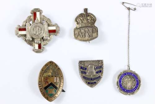 Miscellaneous Silver and Other Medallions, including a silver and enamel badge inscribed 'May Lidbetter Feb 1922-1925'; General Nursing Council badge, Lady's Guild of Change Ringers; gilded brass Barnard badge and a silver ARP badge