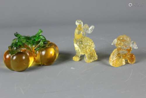 Two Chinese Glass Sculptures; the first entitled 