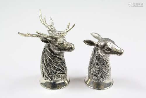 A Pair of Silver Condiments, in the form of a Stag and Deer, approx 109 gms, approx 70 mm