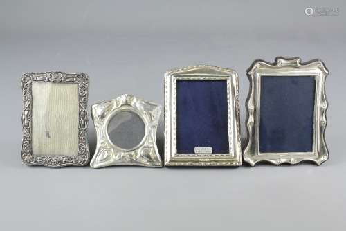 Four Miniature Silver Photo Frames, various hallmarks
