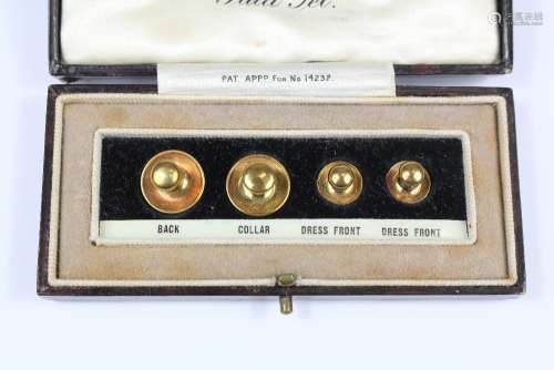 A Set of 18ct Yellow Gold Gentleman's Dress Studs; the studs in the original presentation box, approx 4