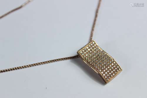 A 14ct Rose Gold Diamond Necklace, the pave-set necklace having approx 80 pts of dias, approx 6 gms