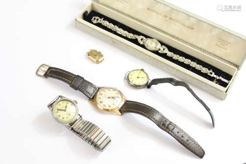Vintage Wrist Watches, including a Lady's Rotary Marcasite Cocktail Watch, Lady's 9ct gold cocktail watch in BWC case 5936 (weight without movement approx 2