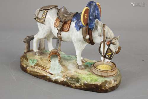 Continental Porcelain Figure of a Dray Horse, approx 23 x 15 cms