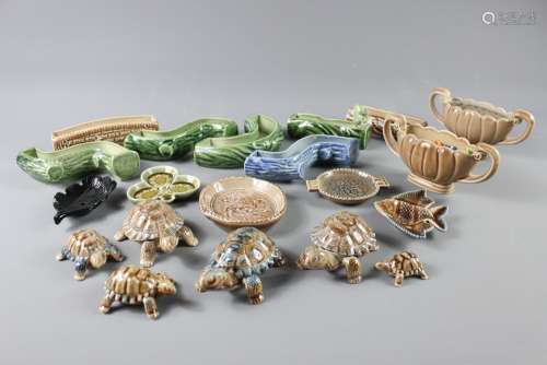Miscellaneous Wade Pottery; including six tortoises, two mantel vases, seven 'trough' vases of various shapes, amongst others