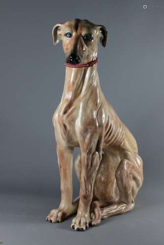 A Large Italian Ceramic Figure of a Greyhound, approx 75 cms