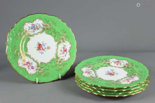 Five Copeland Spode Porcelain Cabinet Plates, painted with foliate sprays