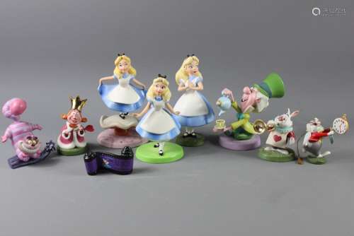 Walt Disney Porcelain 'Alice in Wonderland' Characters, figures include White Rabbit 'The Time to say Hello Goodbye', King of Hearts 'And the KIng