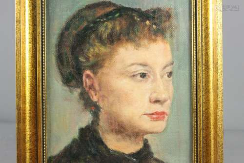 Early 20th Century Oil on Board - Portrait of a Woman; Alan Smith after a work by Degas, approx 24 x 19 cms