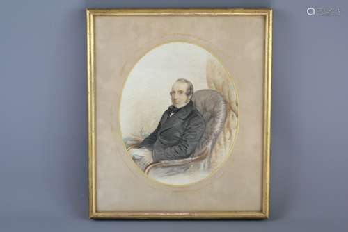 Two Victorian Portrait Watercolours, depicting a seated gentleman and lady, unsigned, approx 21 w x 26 h cms, framed and glazed together with a watercolour portrait of Nathaniel Troughton Esq physician and artist, unsigned, framed and glazed