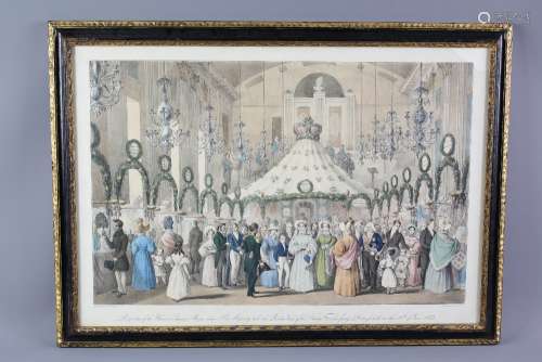 Graf & Soret Etching; the etching entitled 'Prospectus of the Hanover Square Rooms' when Her Majesty took the private view of the 'Fancy Fair for Foreign Dignitaries' held on the 19th June, 1833 printed by Graf & Soret, approx 46