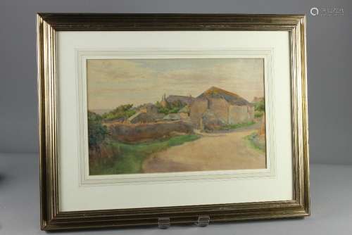 Cotswold School - Cotswold Farm Buildings, approx 27 x 43 cms, framed and glazed, John C