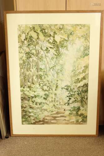 John James 20th Century Watercolour, entitled View of Burnham Beeches Berkshire, approx 67 x 100 h, signed lower right, framed and glazed