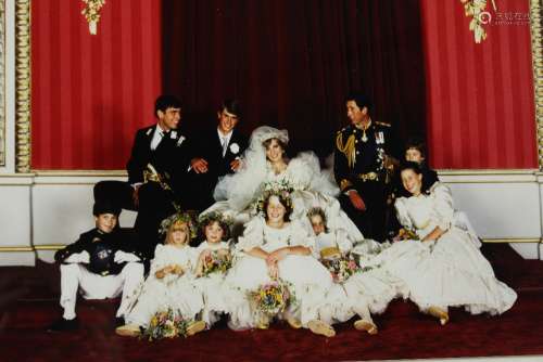 Lord Lichfield (1939-2005) Colour Photograph, depicting The Royal Wedding of Prince Charles and Lady Diana, capturing a relaxed moment, signed by the photographer in the lower right margin, approx 41 x 31 cms, framed and glazed