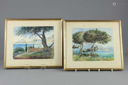 Edith Ceper - French Riviera Watercolours, a charming series of watercolours painted in the early 20th century, capturing the beauty of this particular area, eleven in total, various sizes