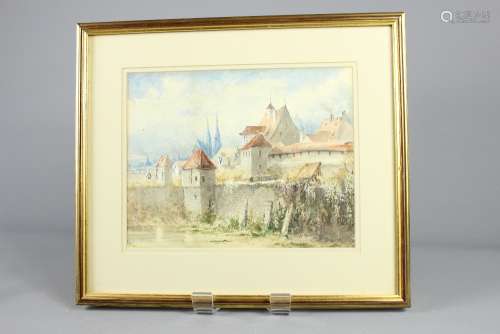 Walter James  Baber (1856-1924) Watercolour, title to verso 'Bit of the Old Wall at Nuremberg', approx 29 x 23 cms, framed and glazed