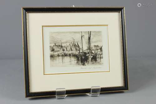 Samuel Coleman, American (1832-1920) Etching on Paper, entitled 'Marche Neuf Amsterdam' approx 18 x 13 cms, titled in the lower margin, framed and glazed