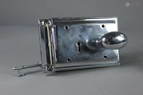 Complete Early 20th Century Chrome Door Lock Set