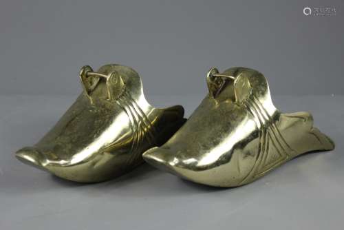 A Pair of Antique Spanish Brass Stirrups, polished