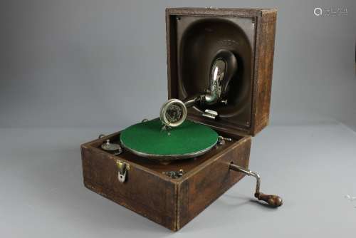 A Vintage Faux Leather Cased Decca Gramophone