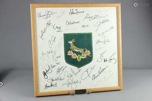1995 Rugby World Cup International Cup Finalists - Springboks (South Africa) vs All Blacks (New Zealand), signed by the players including the late Ruben Kruger, Joost van der Westhuizen, Chester Williams (first black South African), other players include Chris Rossouw Hannes Strydom, Ruben Kruger, Joel Stransky, James Small, Francois Pienaar Captain