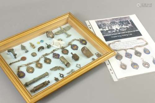 Local Interest - Framed Collection of Football Medallions, won by Charlie King playing for Winchcombe