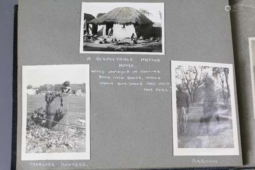 Early 20th Century Photograph Album, containing black and white photographs of India, including Views of Calcutta, Jungle Snaps of Bengal, as photographed by RAF personnel in the 1940's