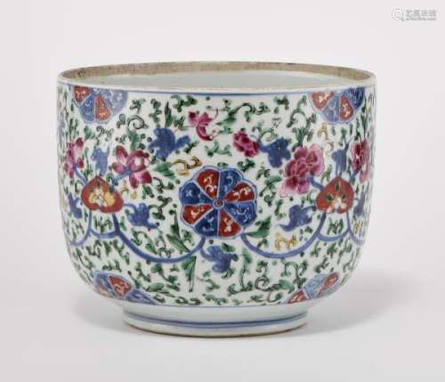 Cache-pot, famille verte, Chine, XIXe s - Porcelaine émaillée polychrome à décor [...]
