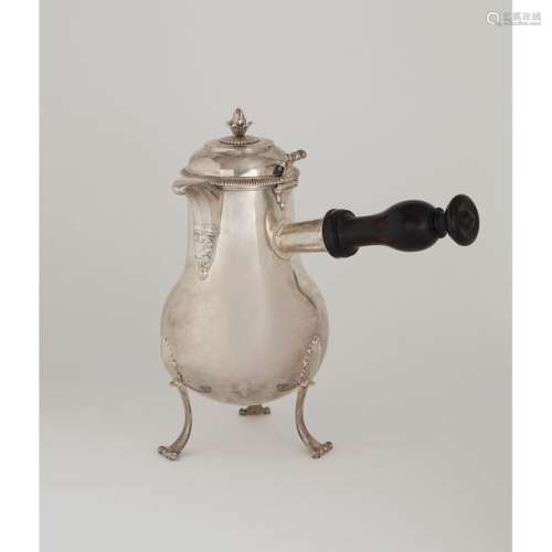 SILVER CHOCOLATER, DUNKERQUE, 1751 baluster shaped…