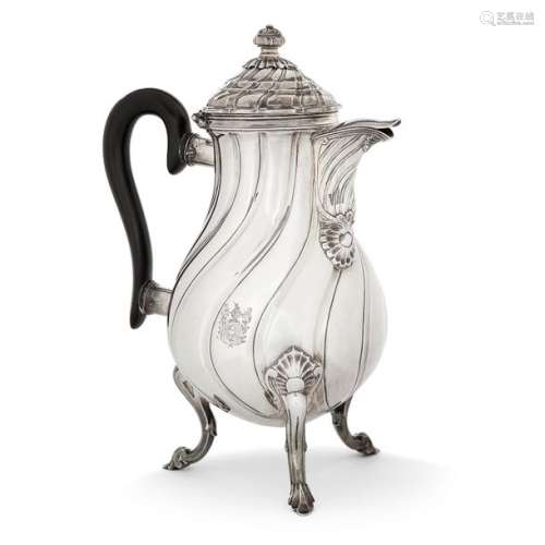 SILVER CHOCOLATER, ATH, 1766, baluster shaped with…