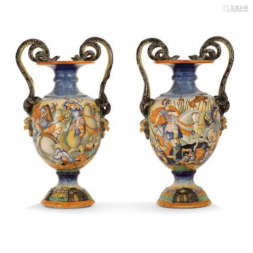 PAIR OF GREAT BALUSTRE SHAPE VASES IN FAÏENCE, ITA…